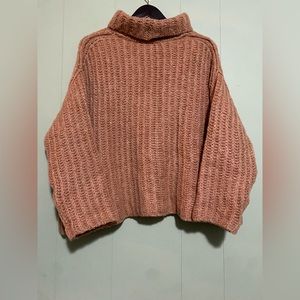 Free People Fluffy Fox Papaya Colored Oversized Knit Sweater. Size Medium.